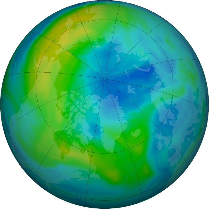 Arctic ozone map for 15 October 2017